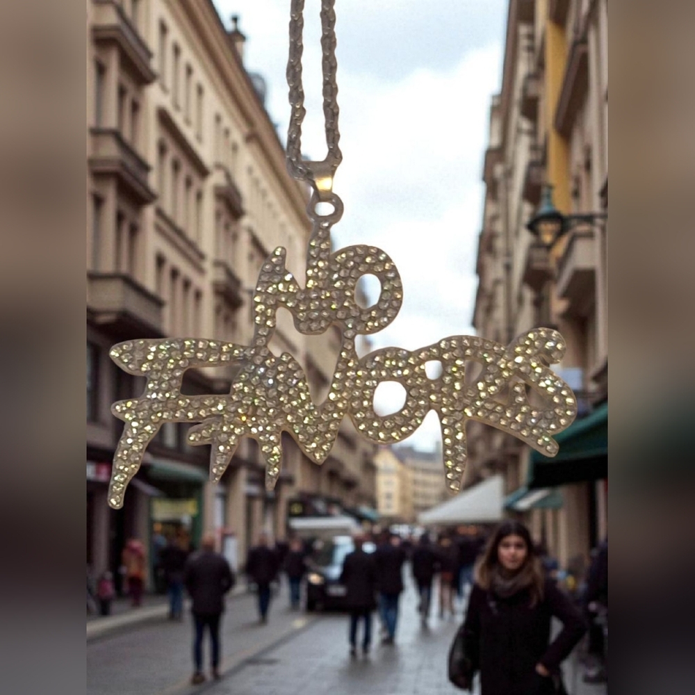 Rhinestone 'No Favors' Pendant Necklace